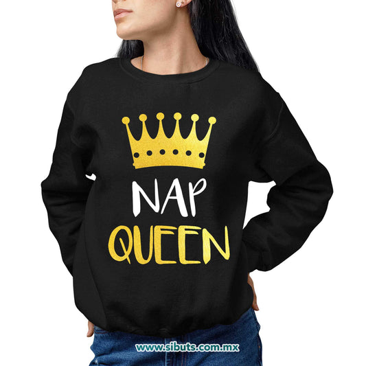 Sudadera Mujer Cuello Redondo Frase Nap Queen