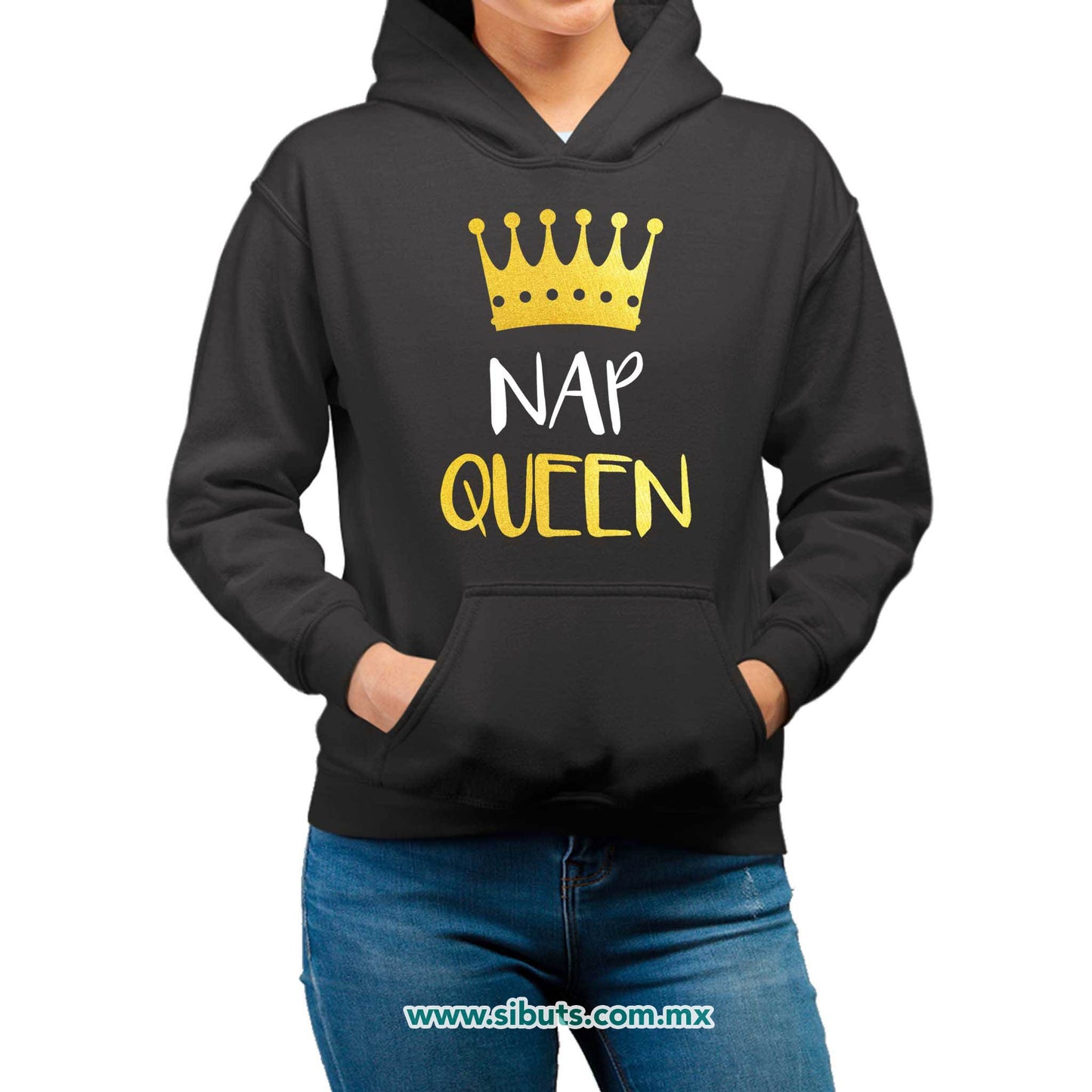 Sudadera Mujer Gorro Frase Nap Queen