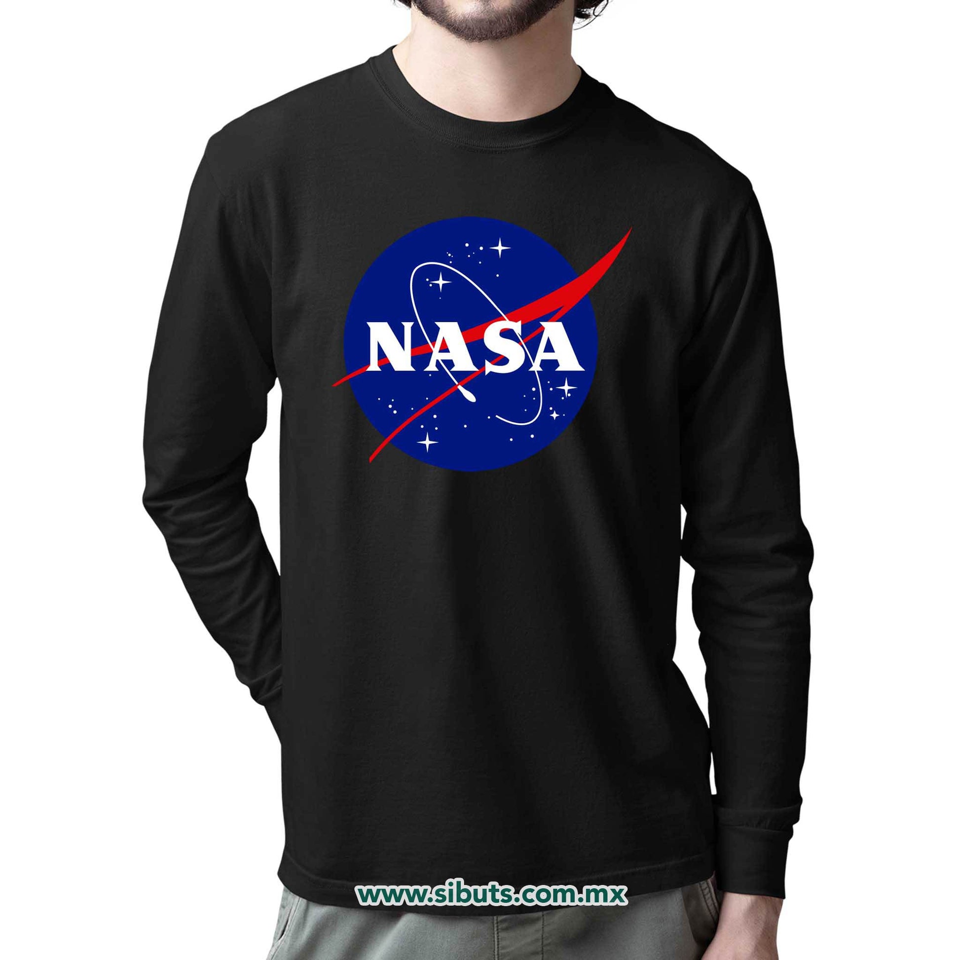 Playera Hombre Manga Larga Nasa