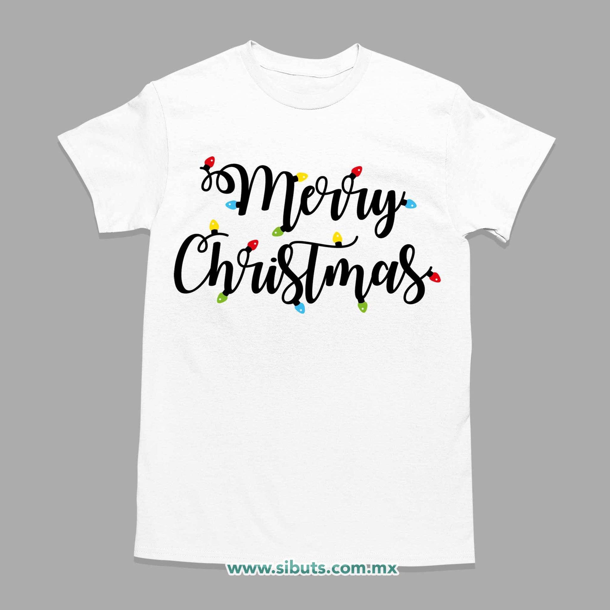 Playera Hombre Merry Chrismas Focos