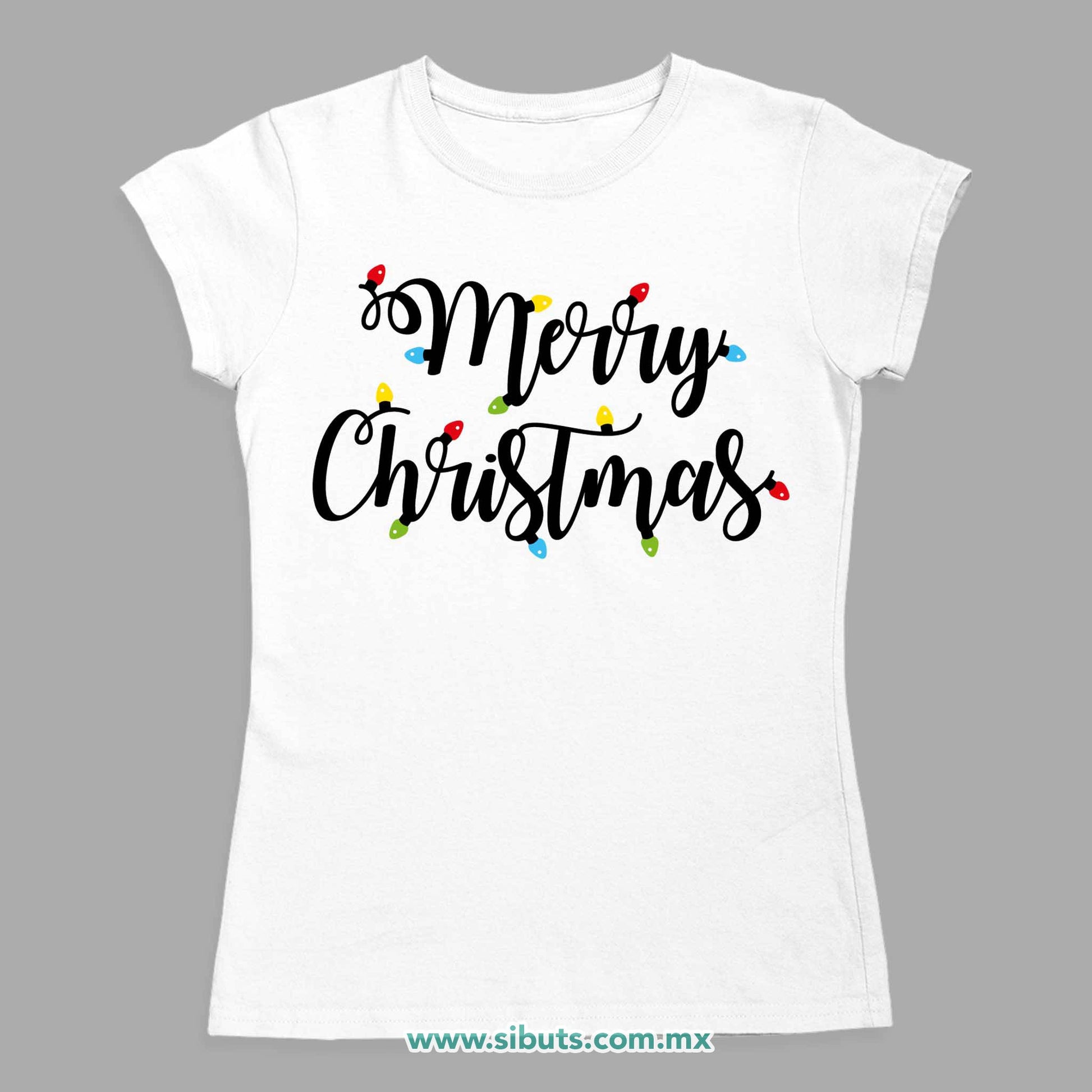 Playera Mujer Merry Chrismas Focos