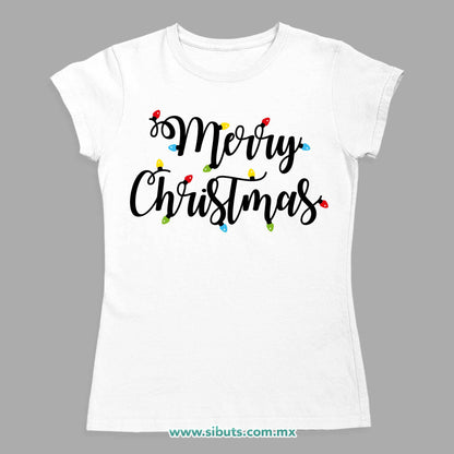 Playera Mujer Merry Chrismas Focos