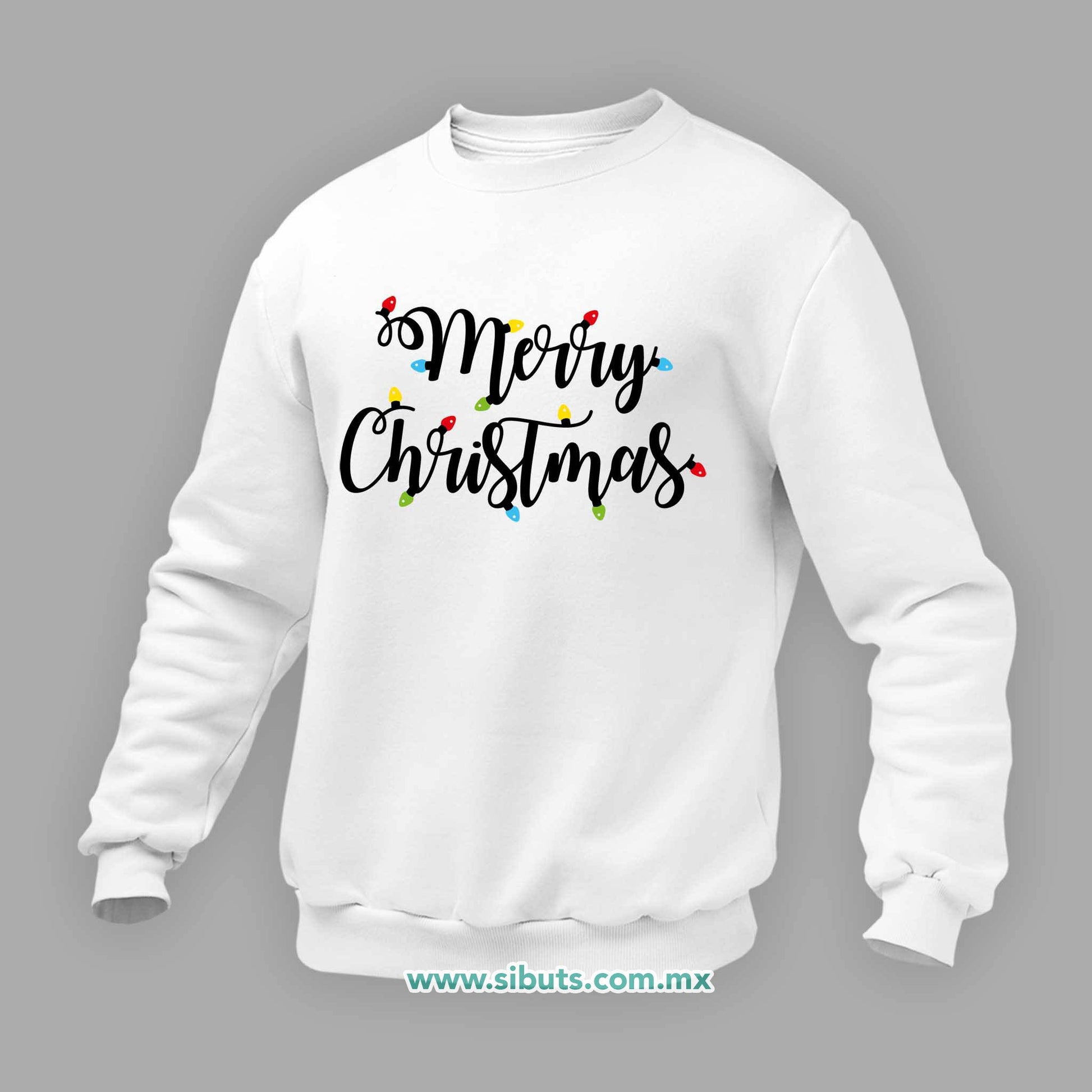 Sudadera Hombre Cuello Redondo Merry Chrismas Focos
