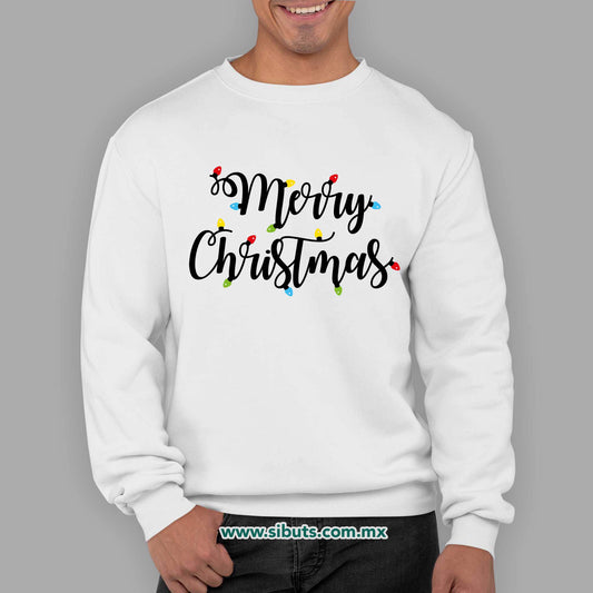 Sudadera Hombre Cuello Redondo Merry Chrismas Focos