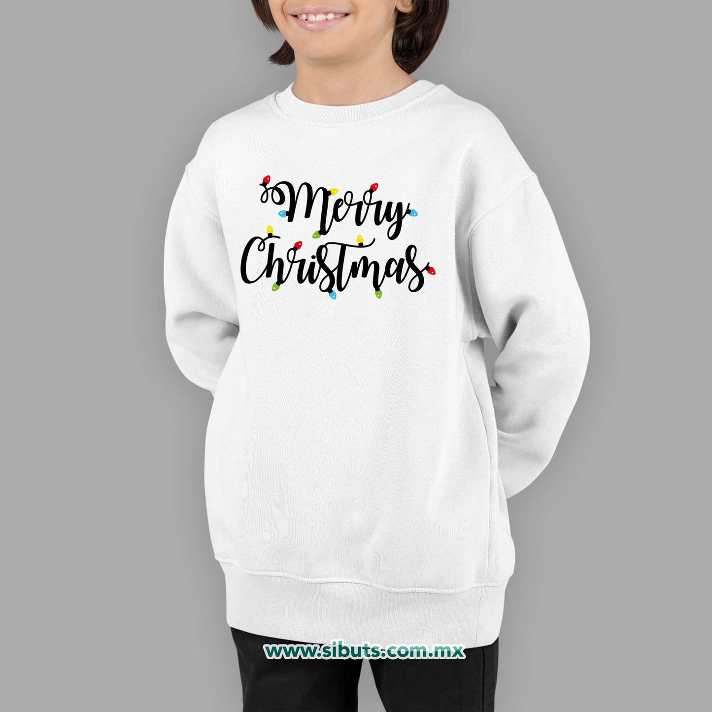 Sudadera Niño Cuello Redondo Merry Chrismas Focos