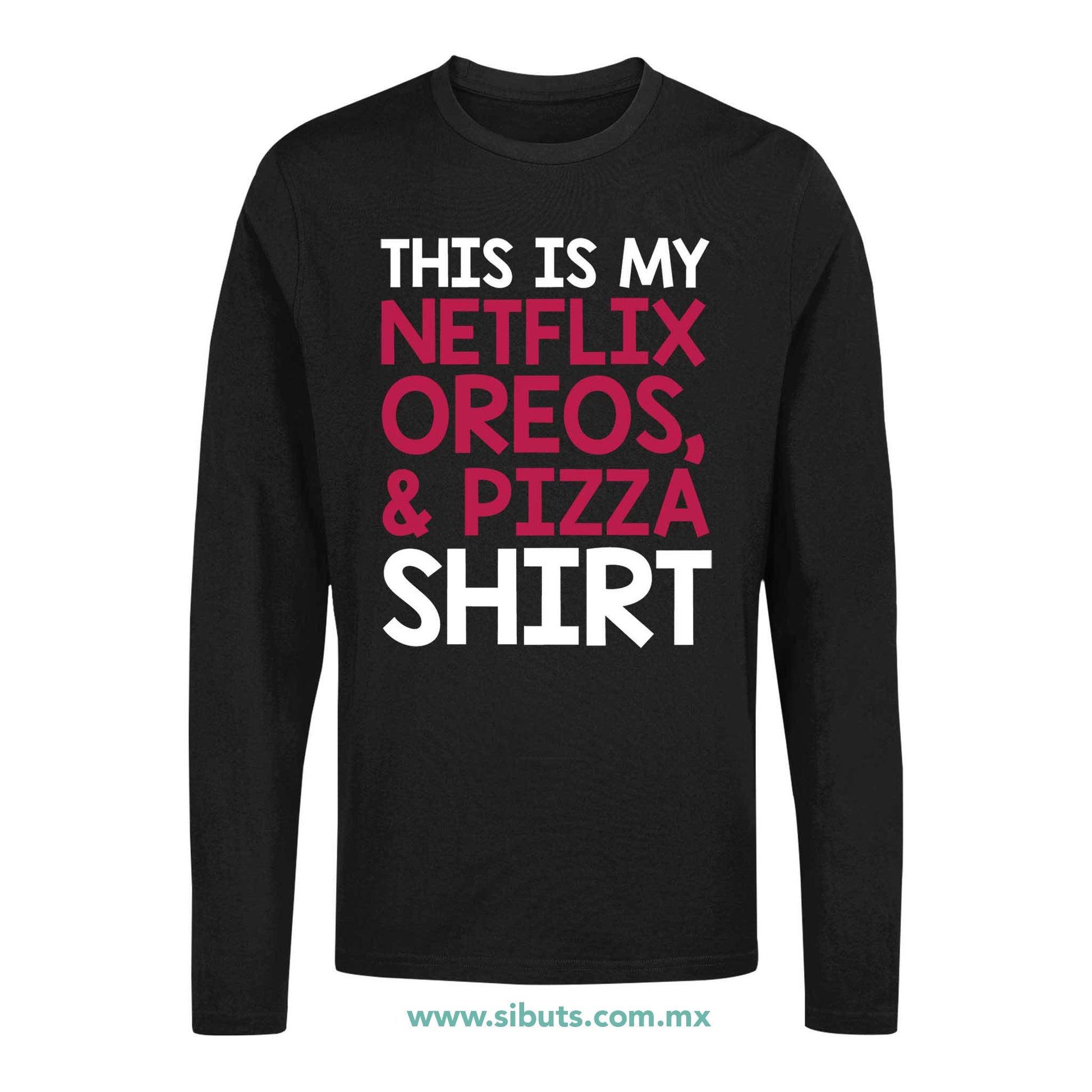 Playera Hombre Manga Larga Frase Netflix Shirt