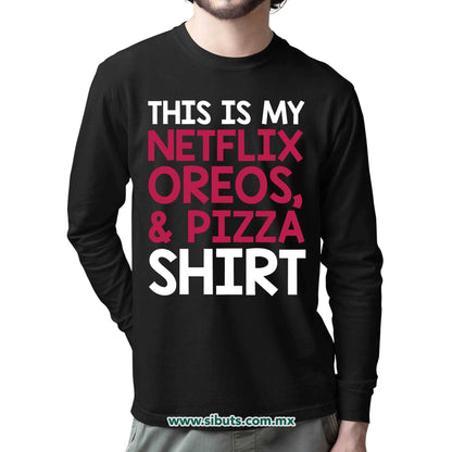 Playera Hombre Manga Larga Frase Netflix Shirt