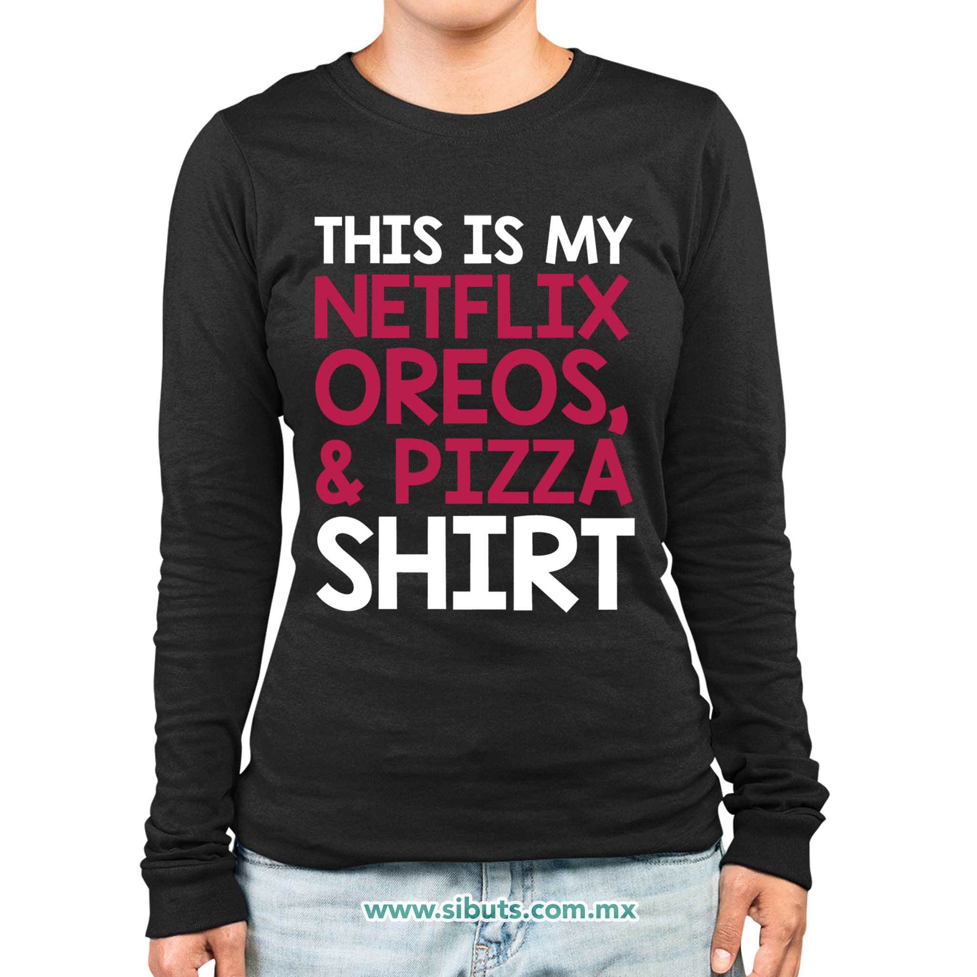 Playera Mujer Manga Larga Frase Netflix Shirt