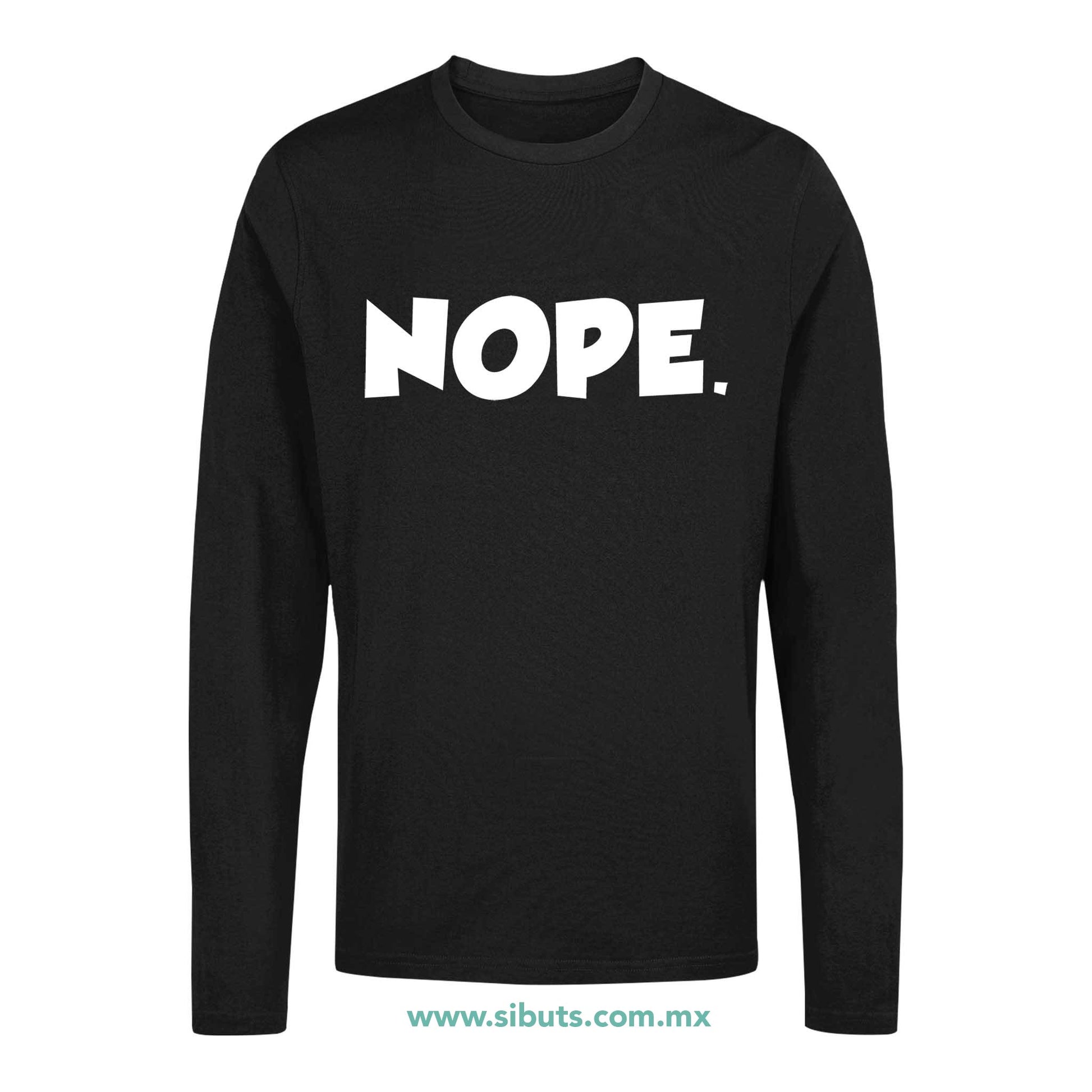 Playera Hombre Manga Larga Frase Nope