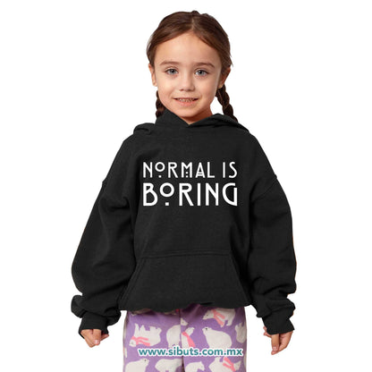Sudadera Niño Gorro Frase Normal Is Boring