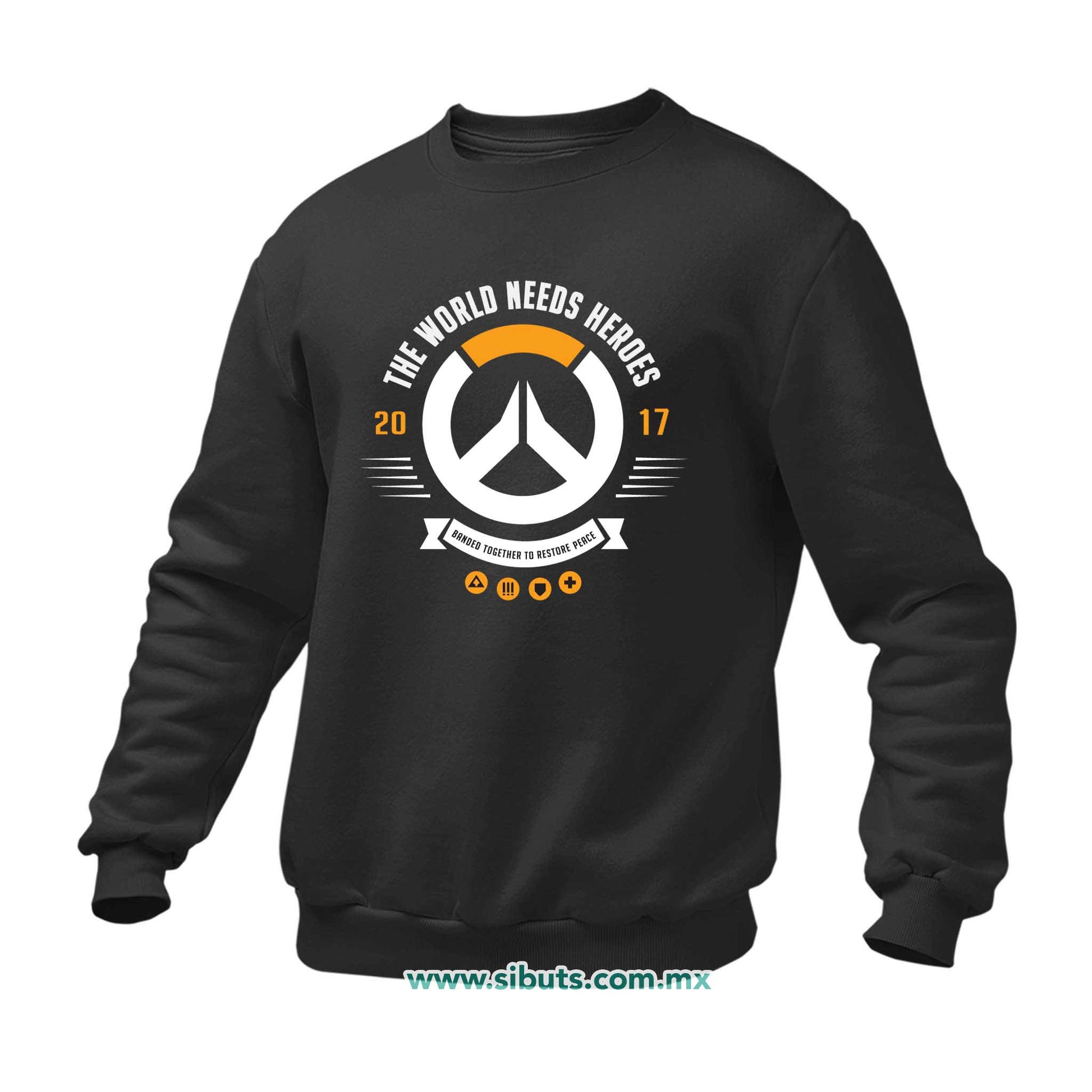 Sudadera Hombre Cuello Redondo Overwatch World Needs Heroes Gamer