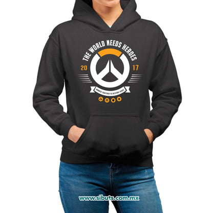 Sudadera Mujer Gorro Overwatch World Needs Heroes Gamer