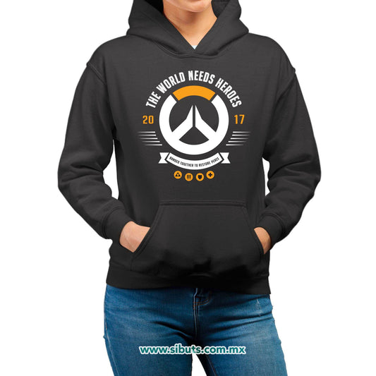 Sudadera Mujer Gorro Overwatch World Needs Heroes Gamer