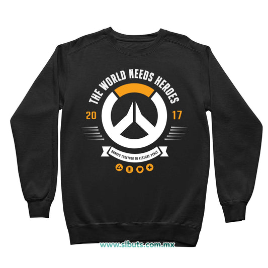 Sudadera Niño Cuello Redondo Overwatch World Needs Heroes Gamer
