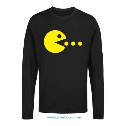 Playera Hombre Manga Larga Pacman Gamer