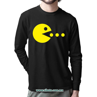 Playera Hombre Manga Larga Pacman Gamer