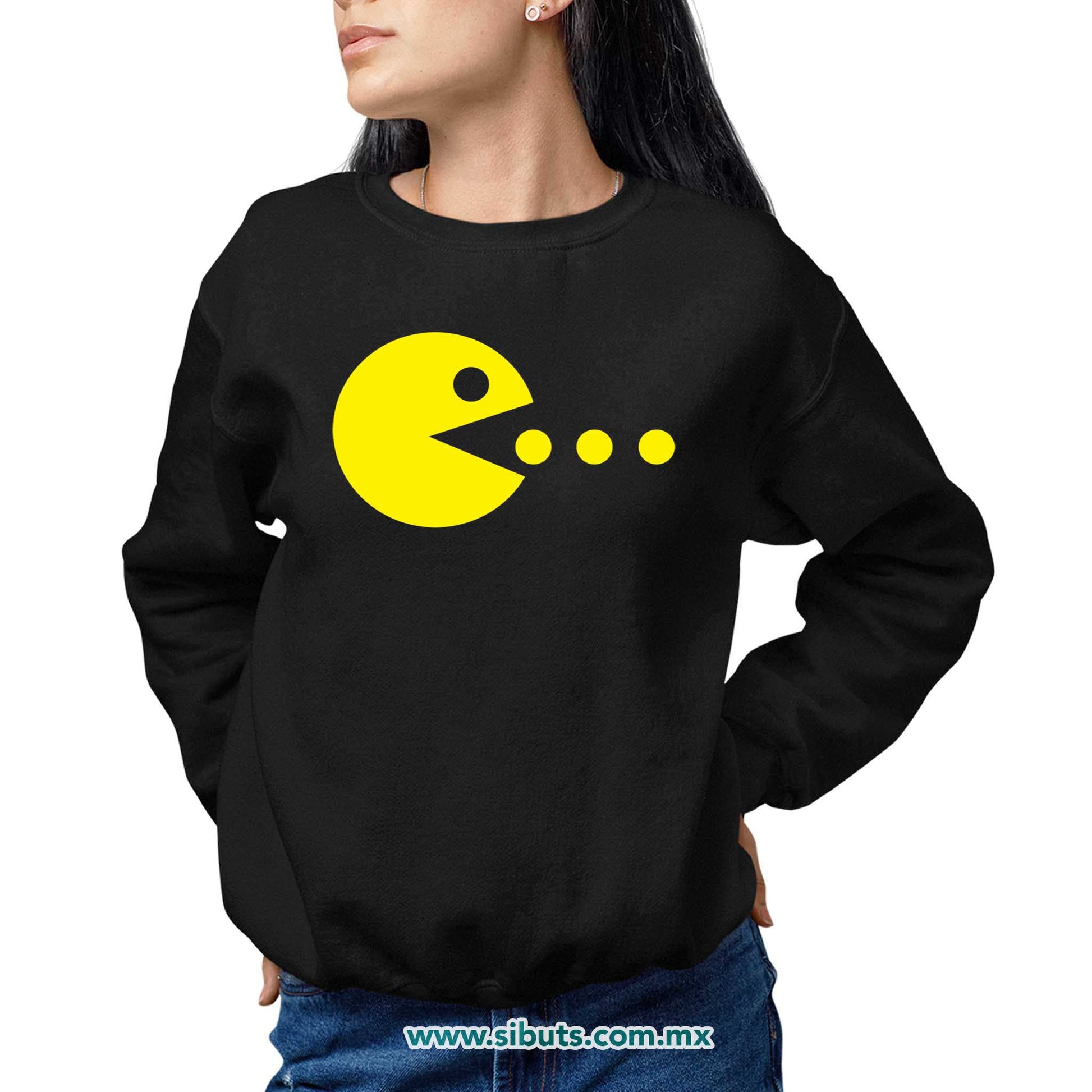 Sudadera Mujer Cuello Redondo Pacman Gamer