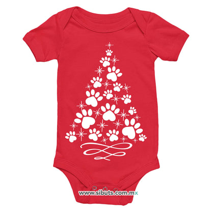 Pañalero Bebé Árbol Navidad Con Huella De Perrito