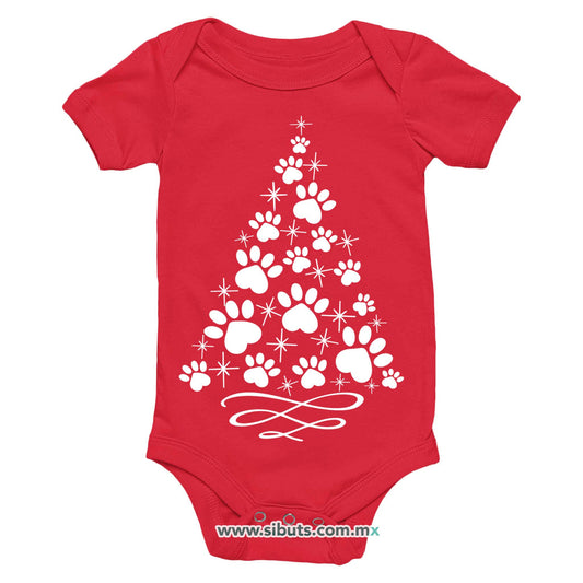 Pañalero Bebé Árbol Navidad Con Huella De Perrito