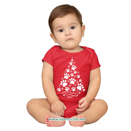 Pañalero Bebé Árbol Navidad Con Huella De Perrito
