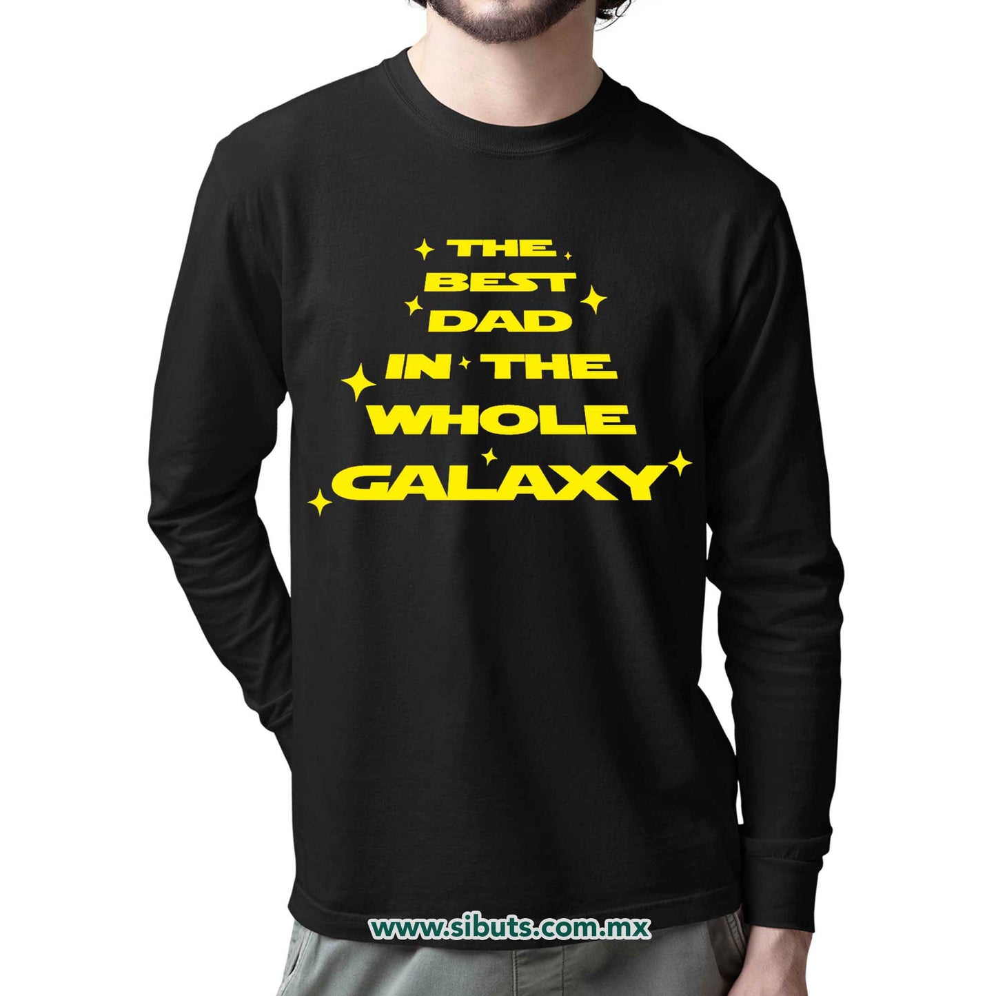 Playera Hombre Manga Larga Papá Best Dad In The Galaxy Star Wars