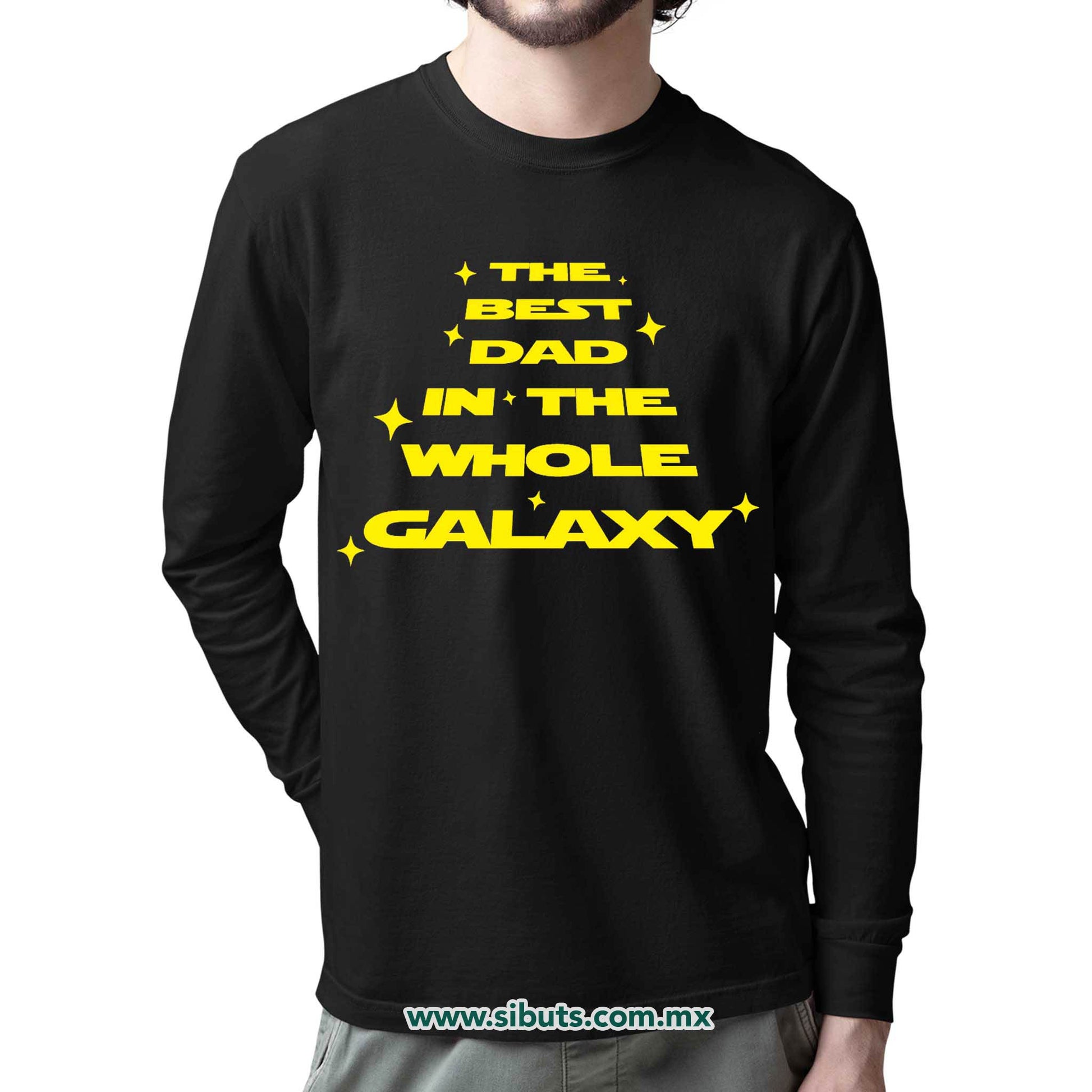 Playera Hombre Manga Larga Papá Best Dad In The Galaxy Star Wars