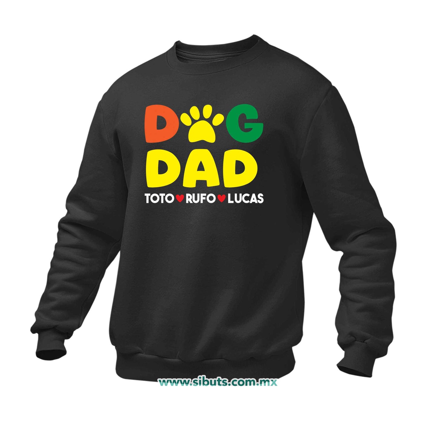 Sudadera Hombre Cuello Redondo Personalizada Con Nombre De Mascotas Papá Dog