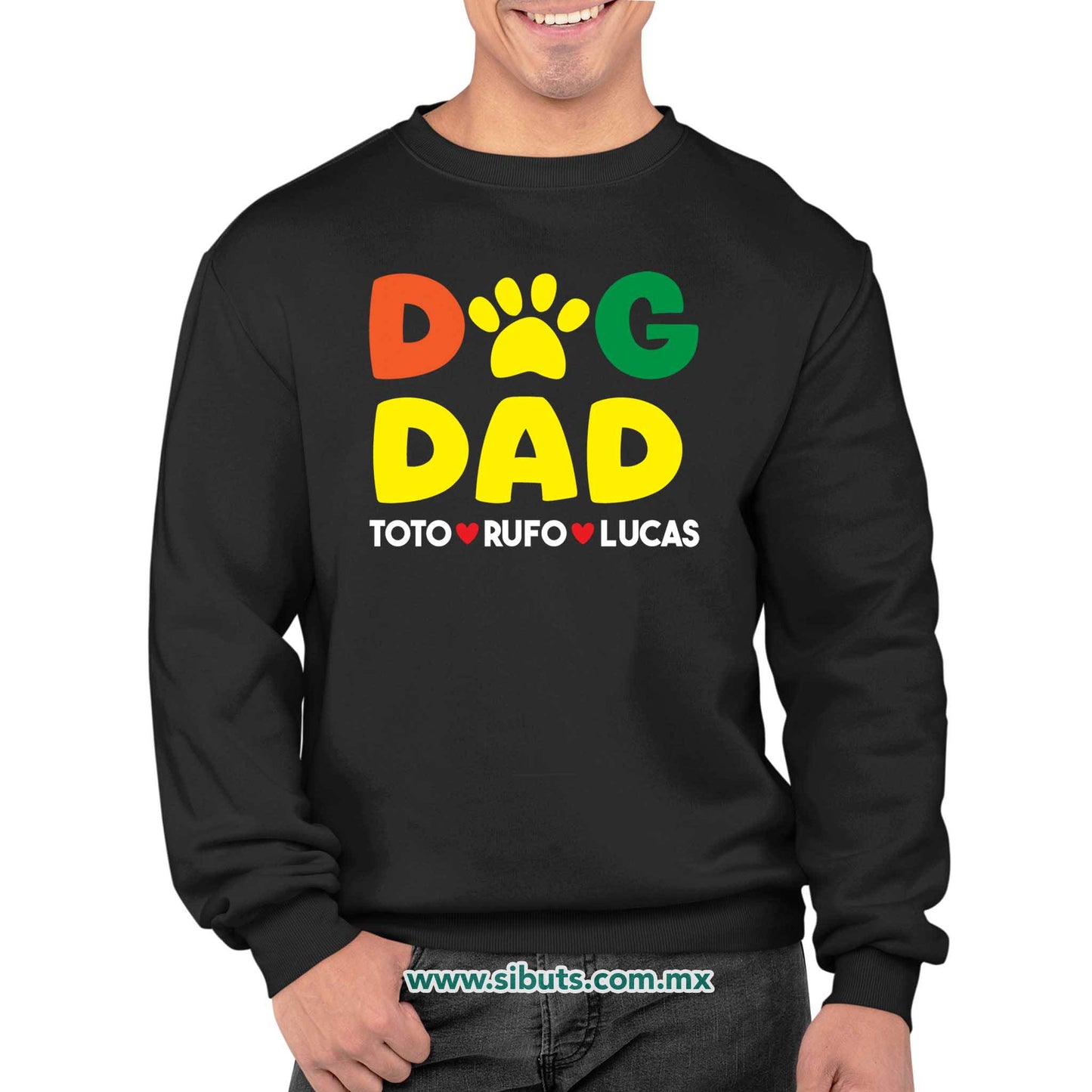 Sudadera Hombre Cuello Redondo Personalizada Con Nombre De Mascotas Papá Dog
