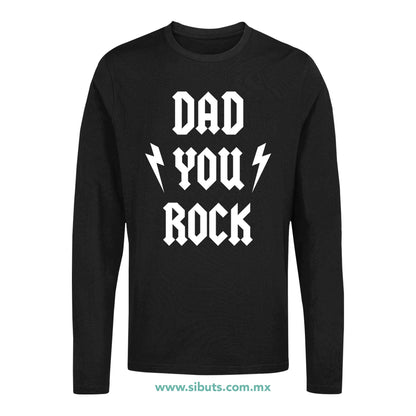 Playera Hombre Manga Larga Papá Rockero Dad You Rock