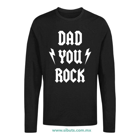 Playera Hombre Manga Larga Papá Rockero Dad You Rock