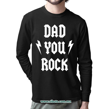 Playera Hombre Manga Larga Papá Rockero Dad You Rock