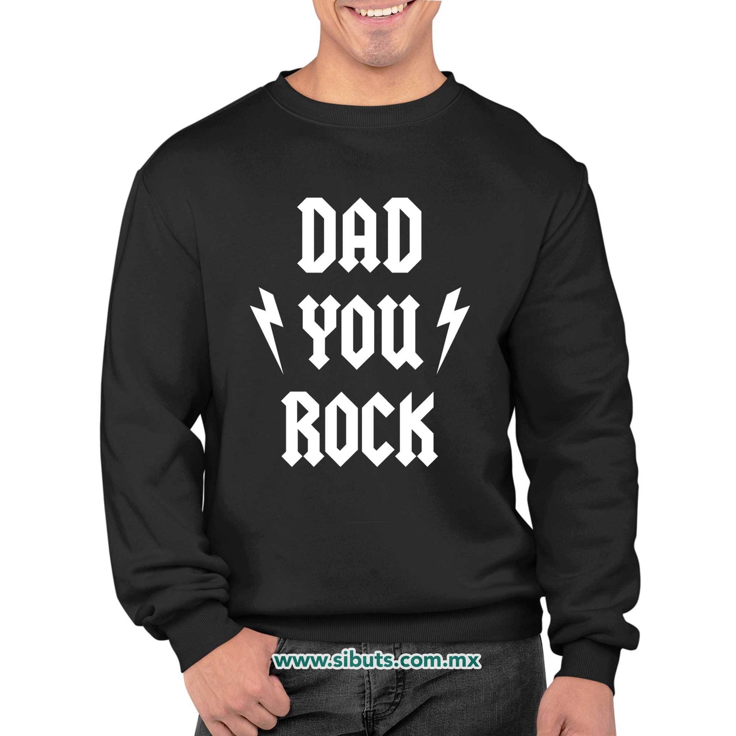 Sudadera Hombre Cuello Redondo Papá Rockero Dad You Rock