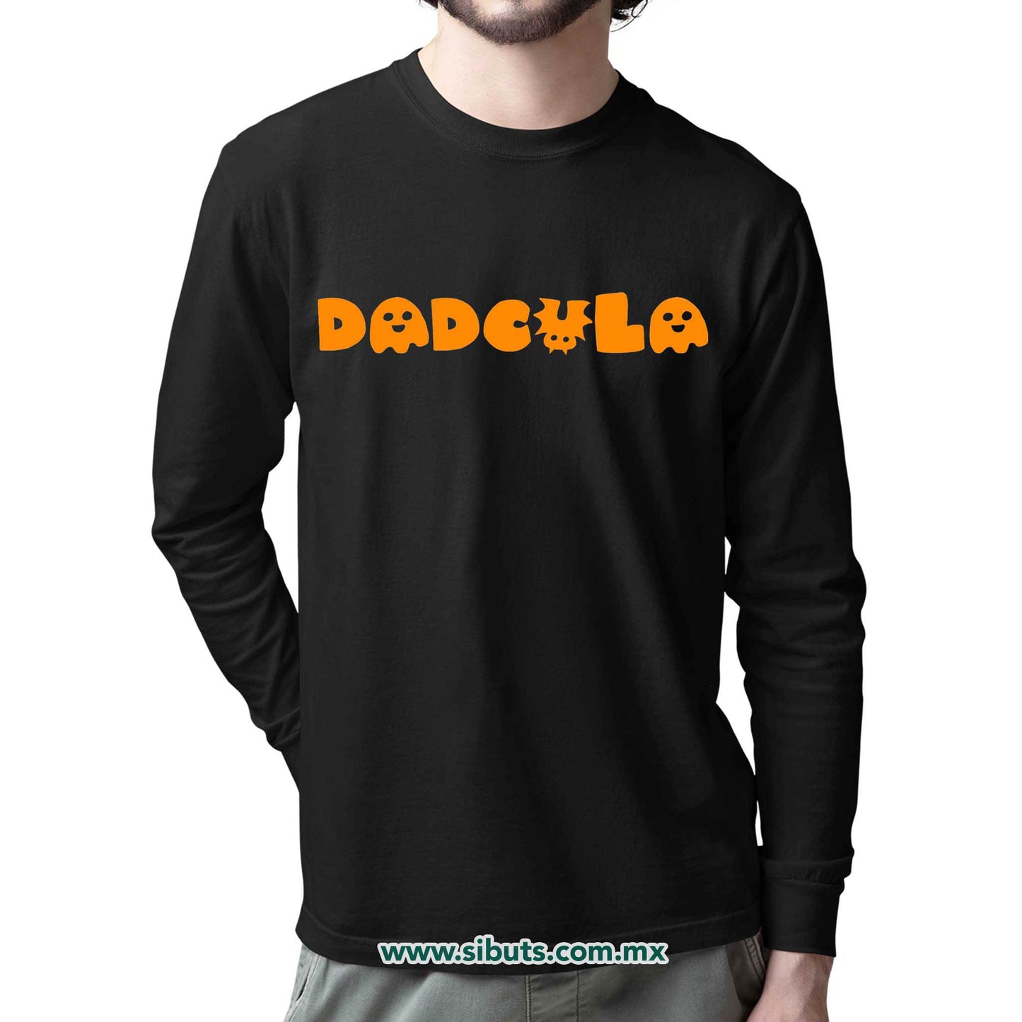 Playera Hombre Manga Larga Papá Halloween DadCula