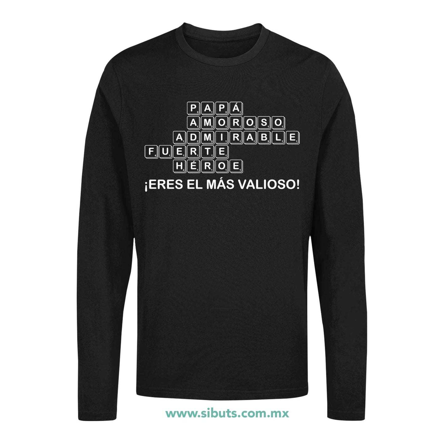 Playera Hombre Manga Larga Papá Scrabble