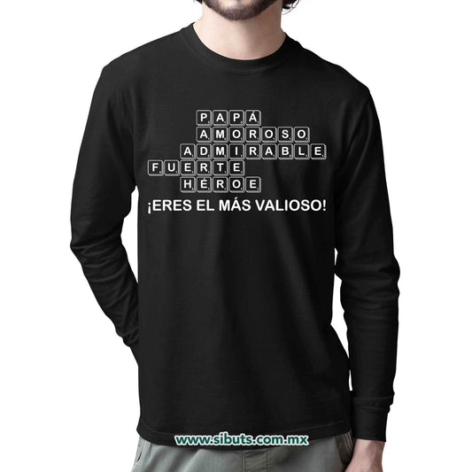 Playera Hombre Manga Larga Papá Scrabble