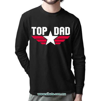 Playera Hombre Manga Larga Papá Top Dad Top Gun