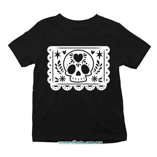 Playera Niña Papel Picado Calavera Día de Muertos