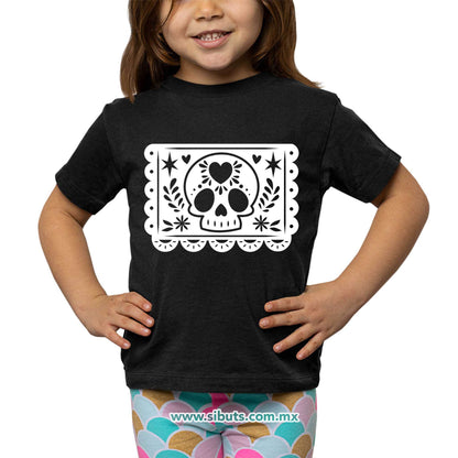 Playera Niña Papel Picado Calavera Día de Muertos