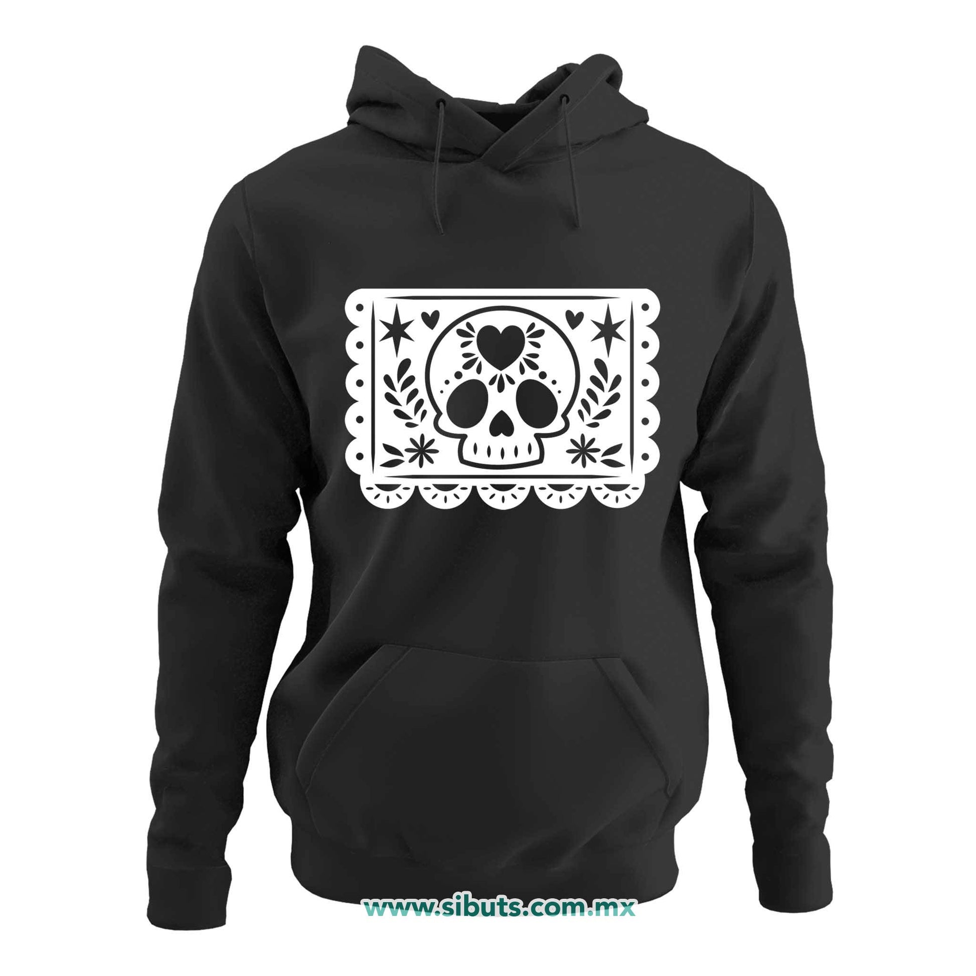 Sudadera Mujer Gorro Papel Picado Calavera Día de Muertos