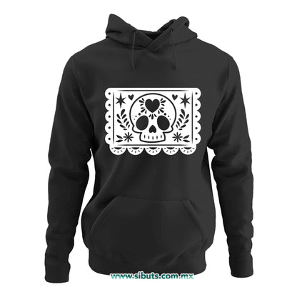 Sudadera Mujer Gorro Papel Picado Calavera Día de Muertos