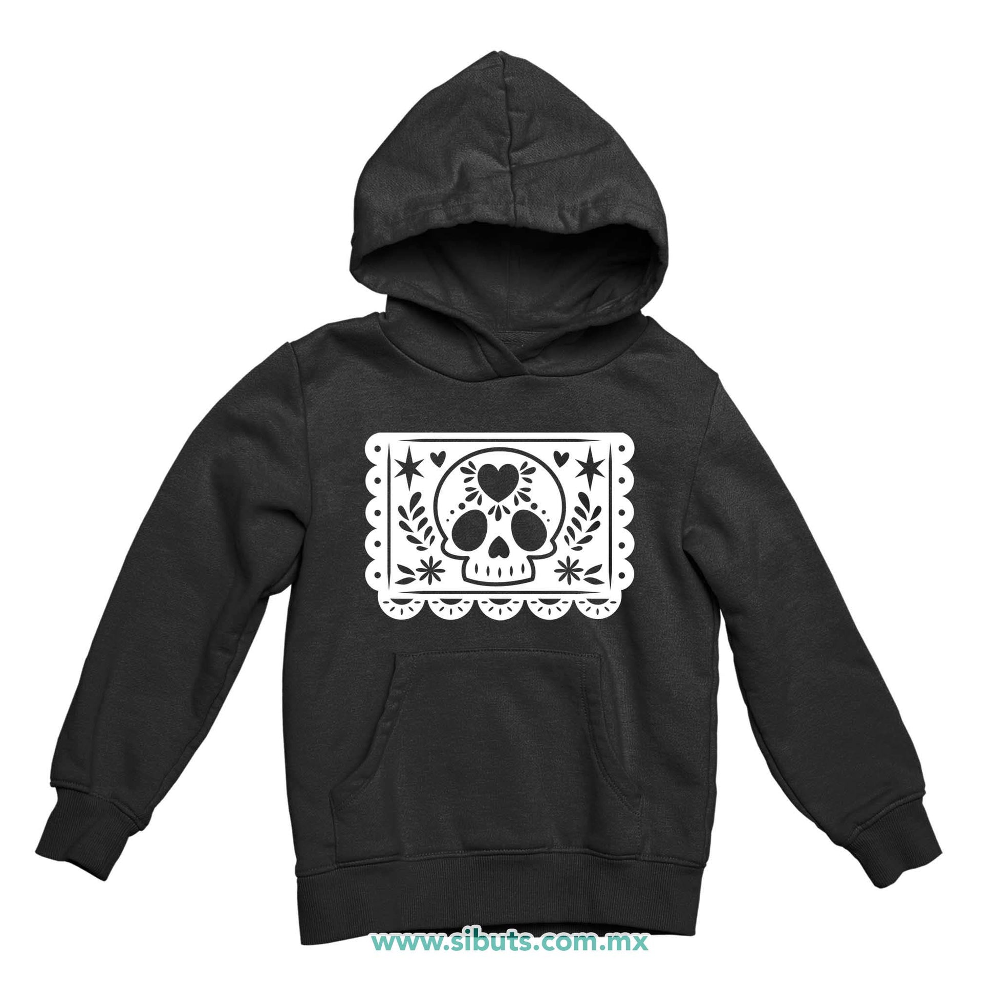 Sudadera Niña Gorro Papel Picado Calavera Día de Muertos