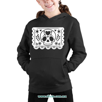 Sudadera Niña Gorro Papel Picado Calavera Día de Muertos