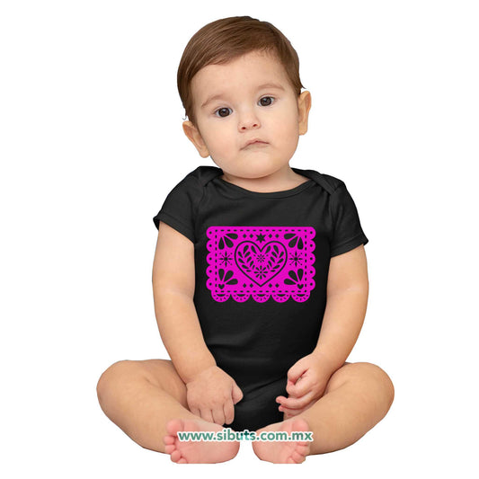 Pañalero Bebé Papel Picado Corazón Día de Muertos