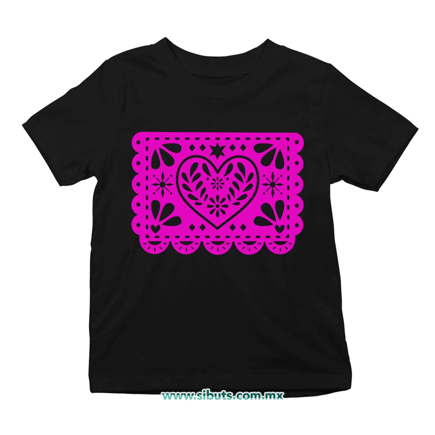 Playera Niña Papel Picado Corazón Día de Muertos