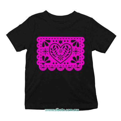 Playera Niña Papel Picado Corazón Día de Muertos