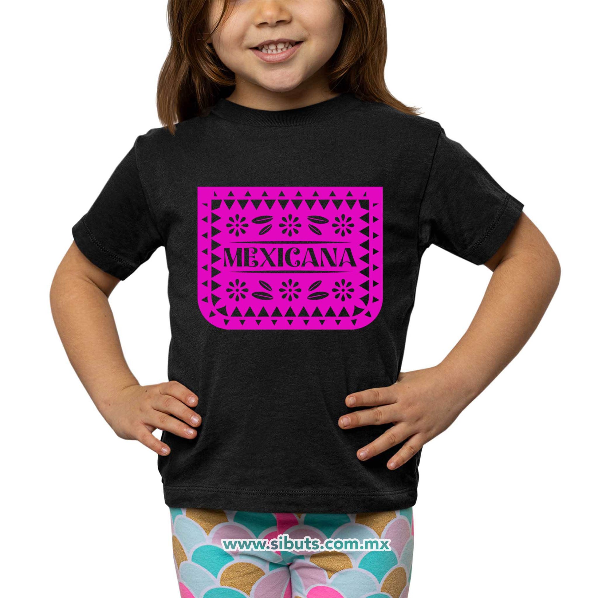 Playera Niña Papel Picado Mexicana Día de Muertos