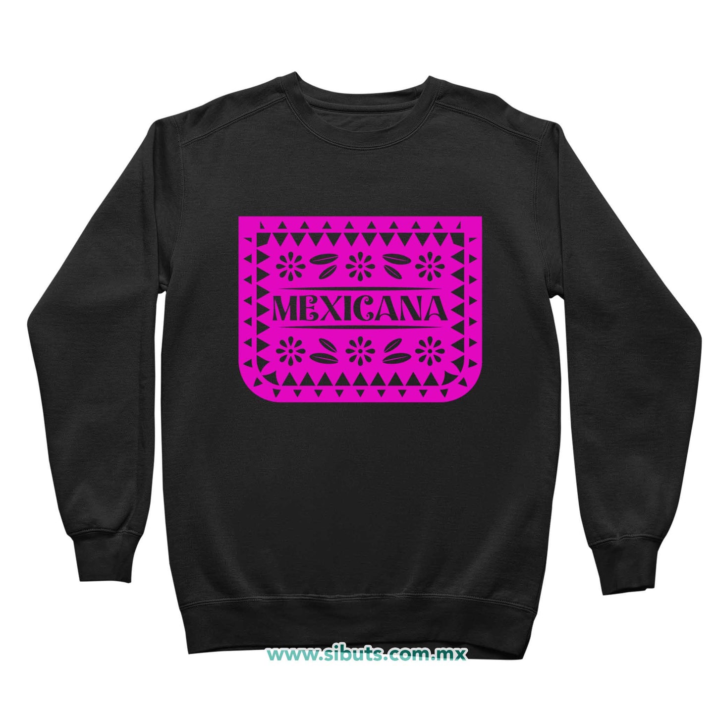 Sudadera Niña Cuello Redondo Papel Picado Mexicana Día de Muertos