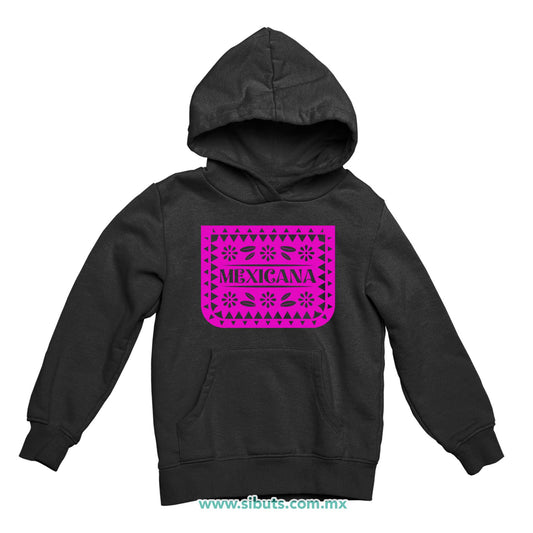 Sudadera Niña Gorro Papel Picado Mexicana Día de Muertos