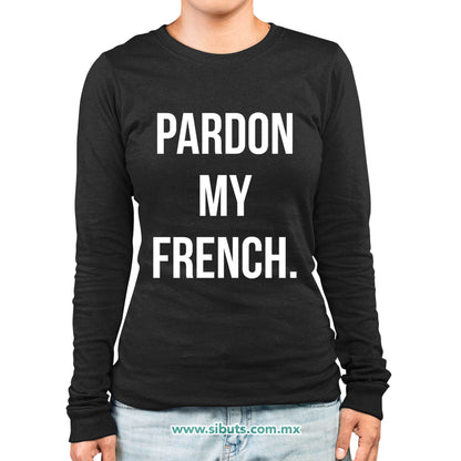Playera Mujer Manga Larga Frase Person Mi Frances