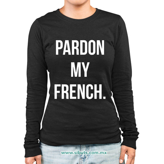 Playera Mujer Manga Larga Frase Person Mi Frances